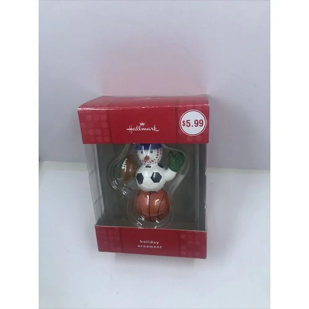 Hallmark Holiday Ornament Sports Ball Snowman Baseball Football Basketball 2009